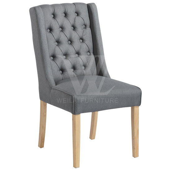Solid Oak Buttoned Fabric Dining Chair