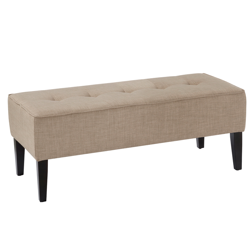 Buttoned Fabric Bench Wooden Legs