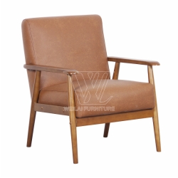 Faux Leather Wooden Frame Accent Chair