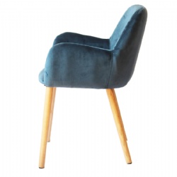Solid Oak Legs Velvet Dining Chair