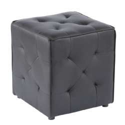 Faux Leather Tufted Cube Ottoman