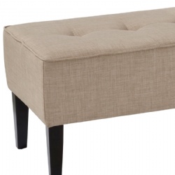 Buttoned Fabric Bench Wooden Legs